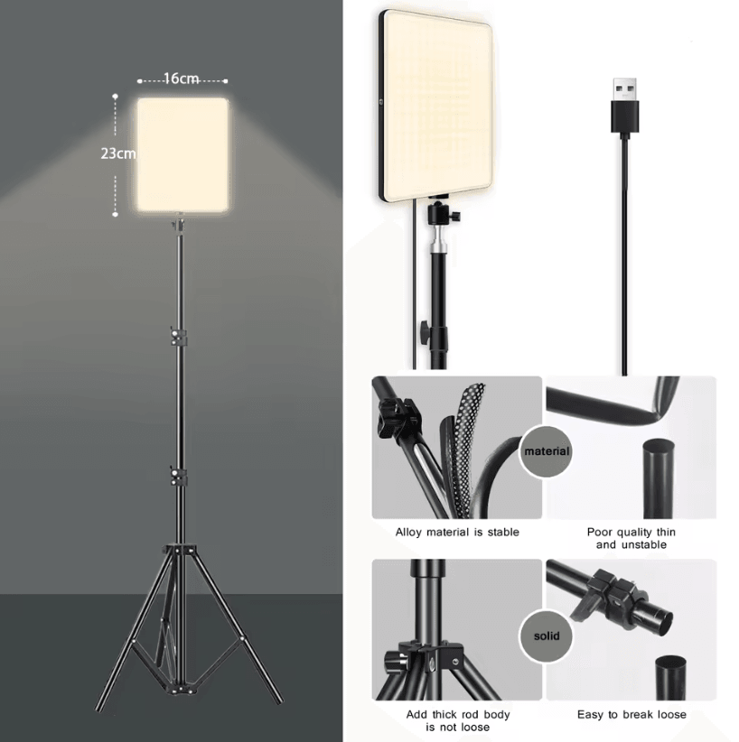 LED Video Conference Light with Adjustable Tripod for Zoom Calls Live Streaming and Photography