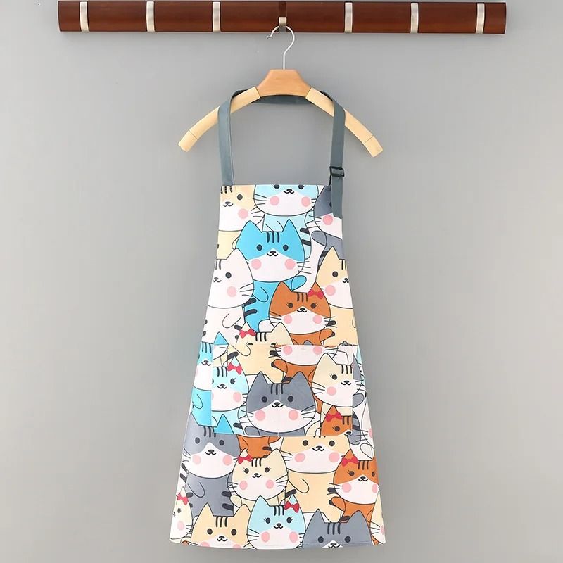Cartoon Sunflower Kitchen Apron Adjustable Strap Sleeveless Cooking Apron With Pocket