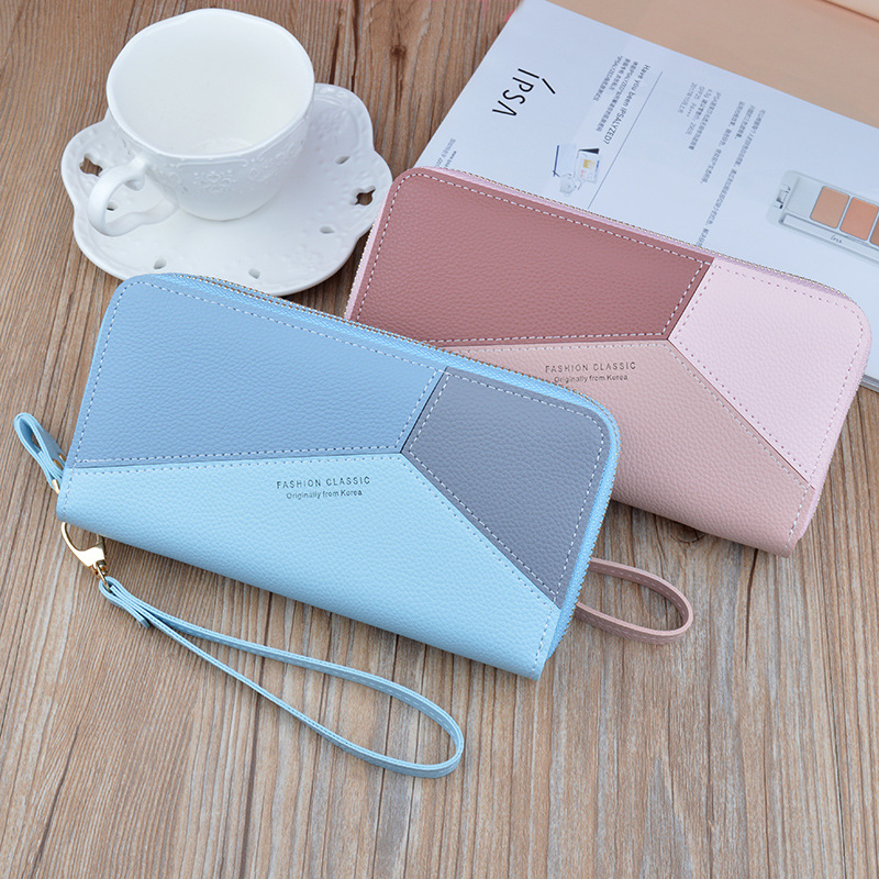 Double Women's Purses, New Women's Wallet, Long Fashion Simple Handbags, Lychee Pattern, Large Capacity