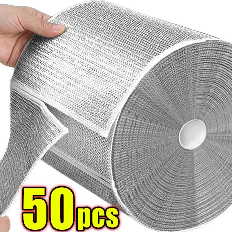 Double-Sided Steel Wire Dishcloth Scrubber Rag for Pots & Pans – Heavy Duty Kitchen Cleaning Cloth for Grease & Stains