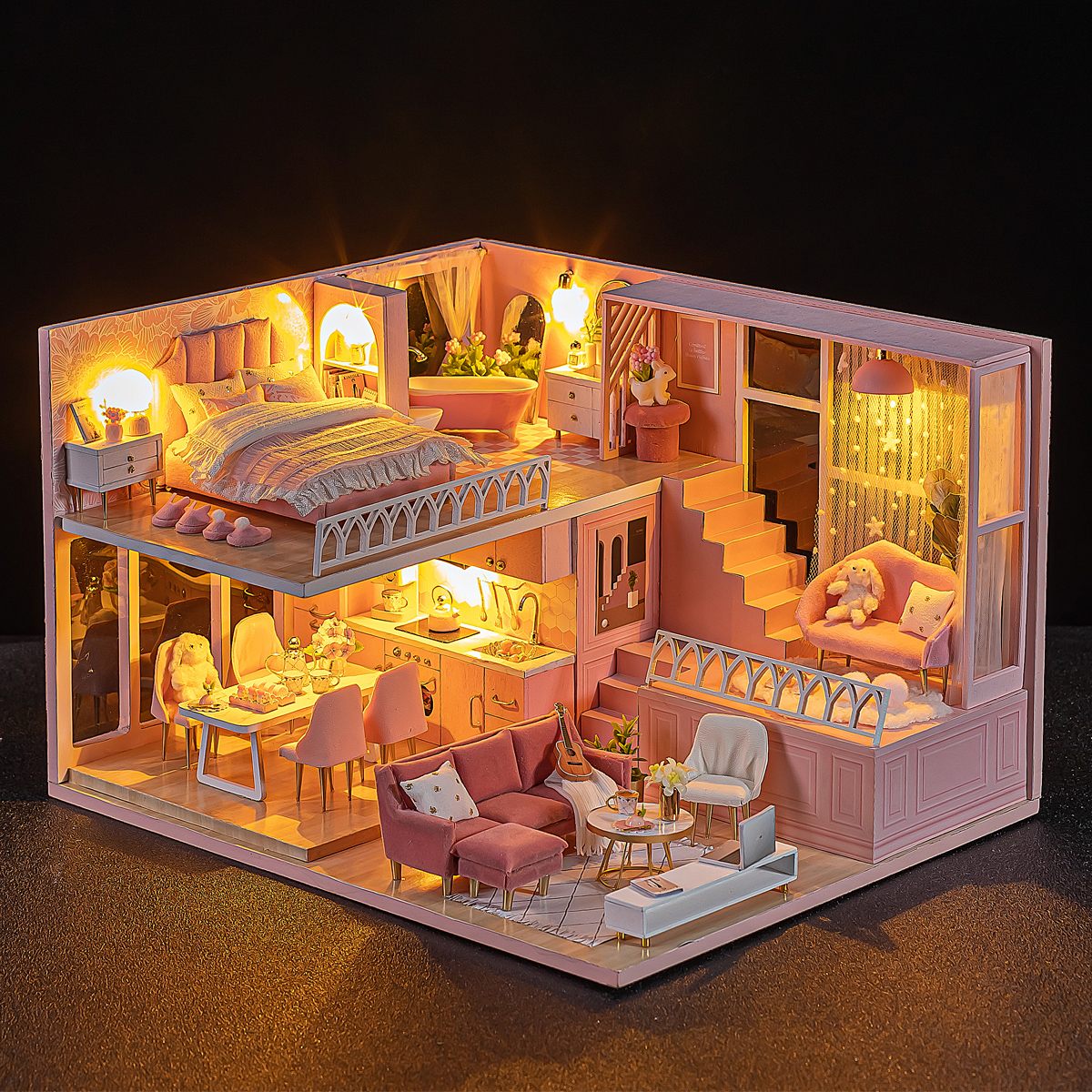 DIY Baby House Mini Miniature Doll House Kit, Home Bedroom Decoration, Princess Toys with Furniture Included