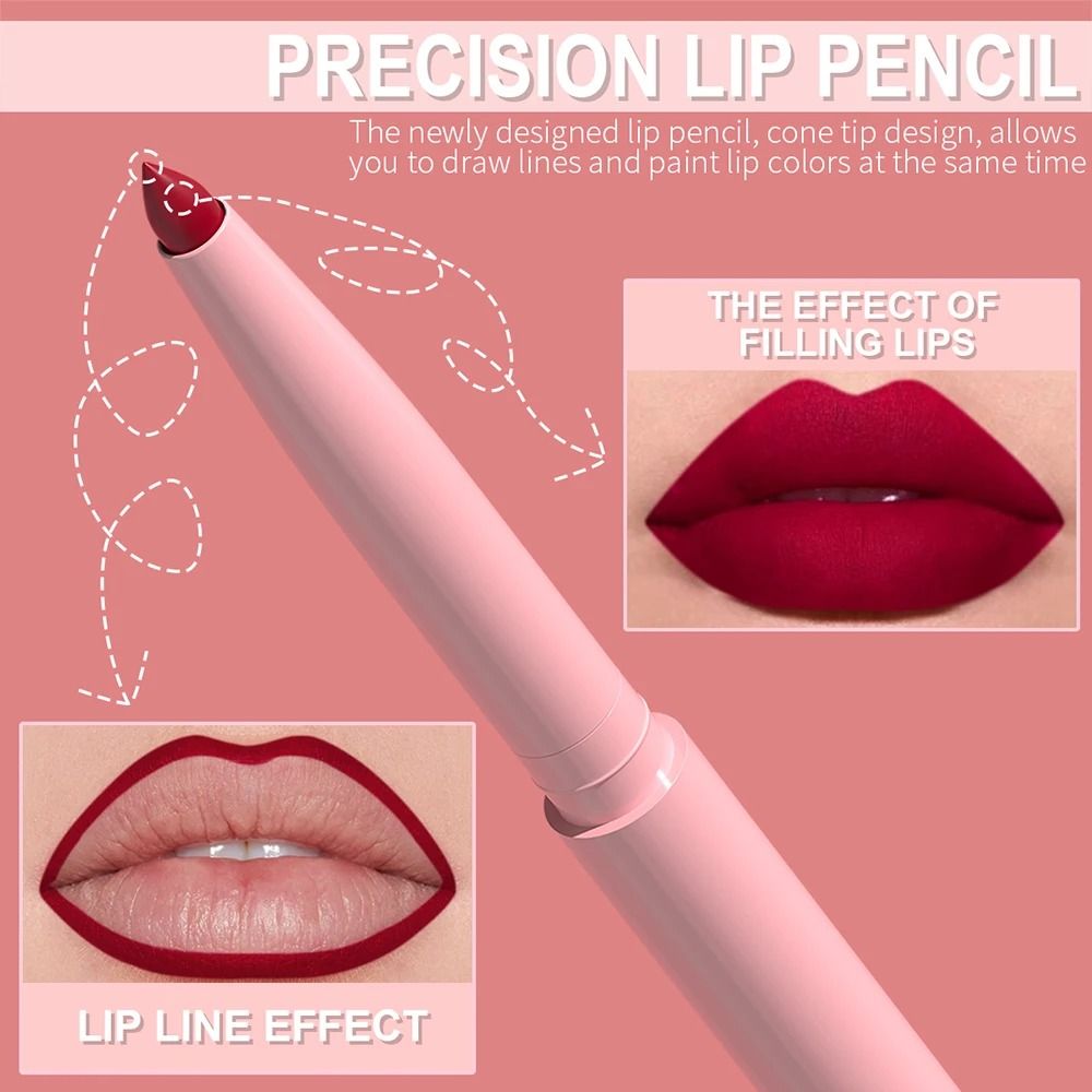 Long Lasting Waterproof Lip Liner Pen Set 6 Pieces for Precise Color Makeup