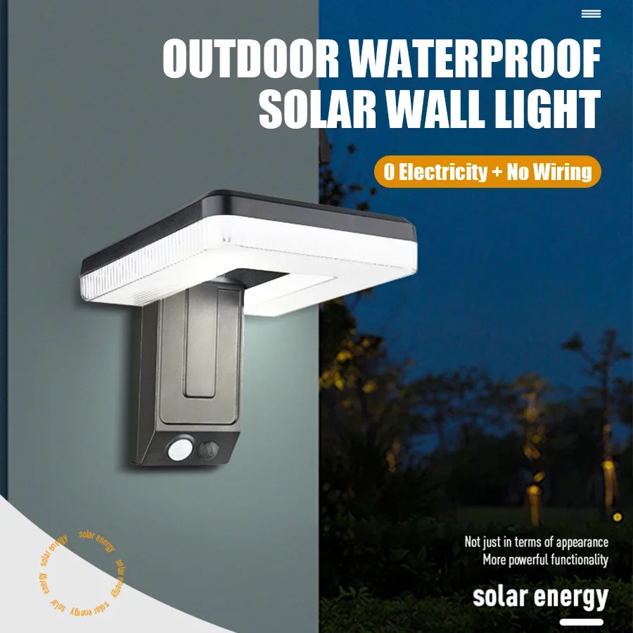 Outdoor Solar Sensor Wall Light, Waterproof Folding Light, Adjustable for Courtyards, Balconies