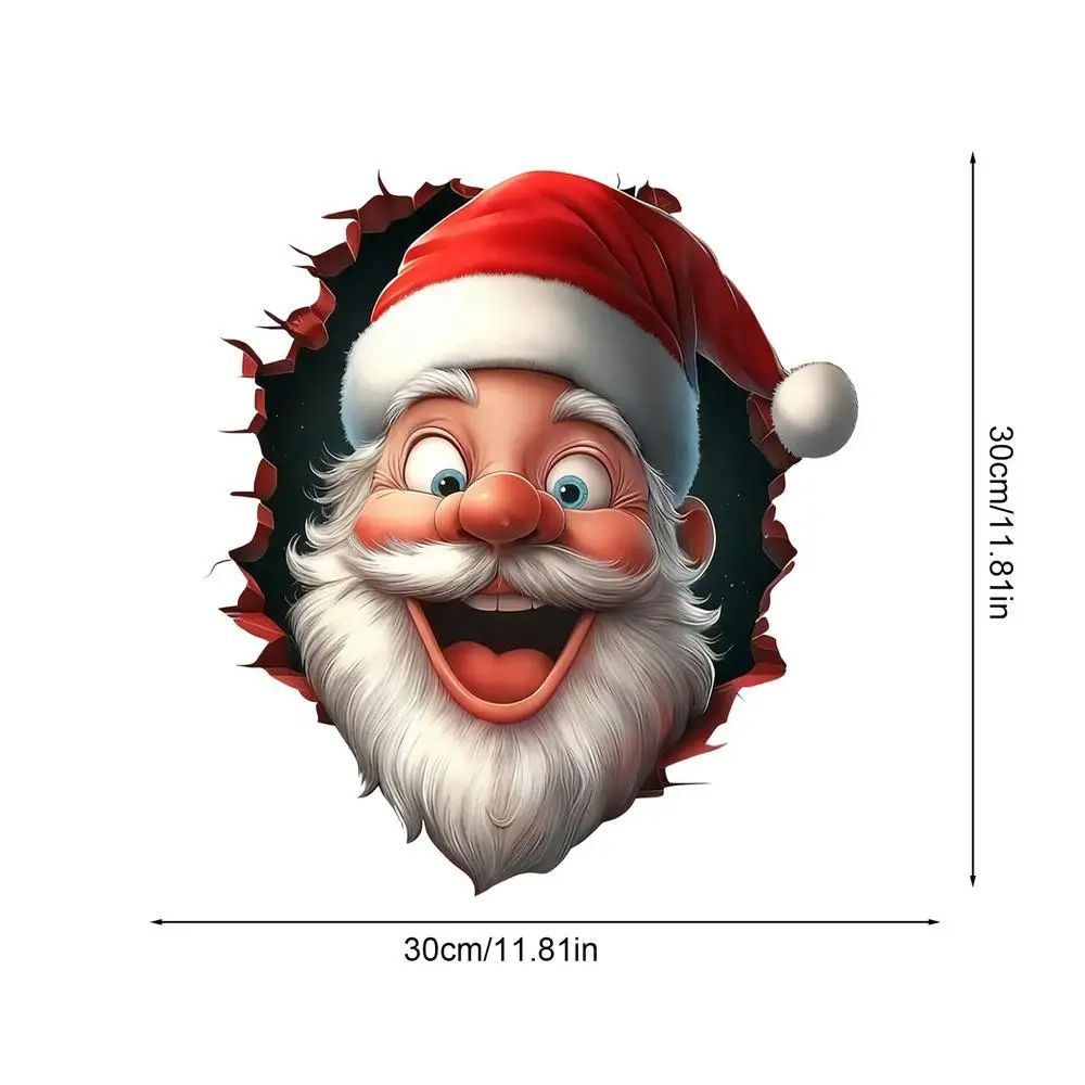3D Wall Breaking Santa Claus Christmas Sticker