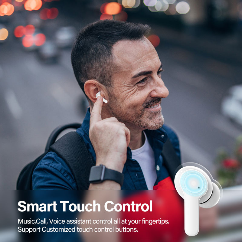 Wireless TWS Earbuds with Touch Control, ENC HD Call, Microphones.