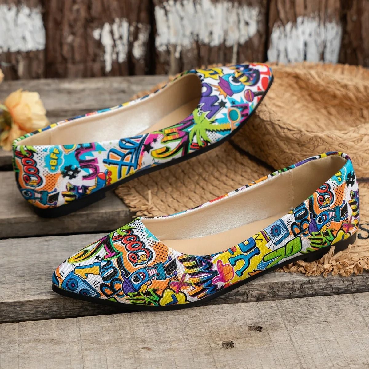 Women Pointed Toe Flat Ballerina Shoes