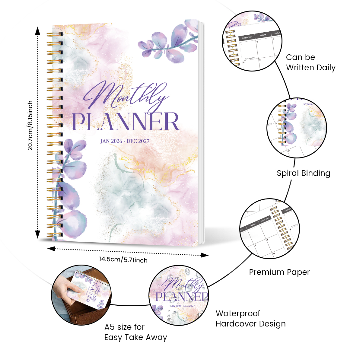 Weekly & Monthly Planner, Spiral Organizer with Calendar & Notes, School & Office Supplies, Schedule & Planning Tool