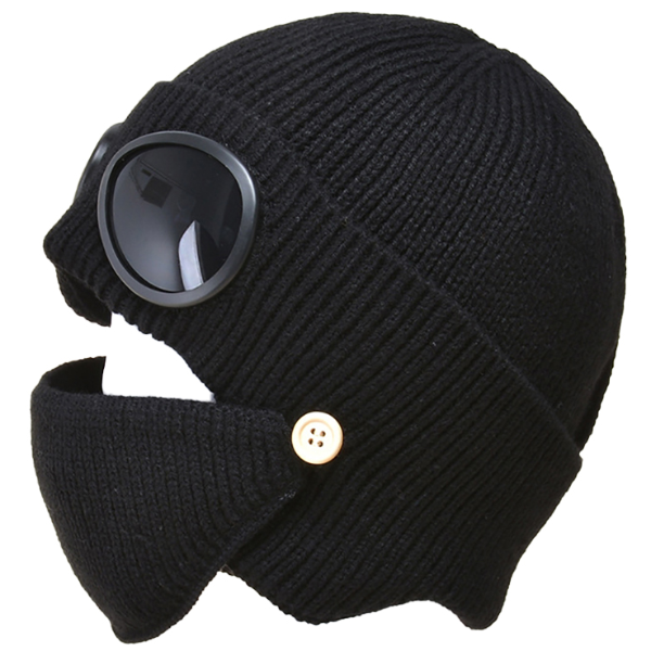 Warm Knitted Hat for Women, Winter Pilot Ear Protection Hat, Windproof Cold Proof Hat with Mask
