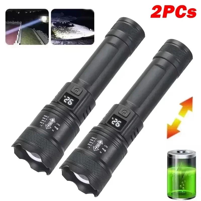 PowerBeam Tactical LED Flashlight with Digital Display & USB Recharge