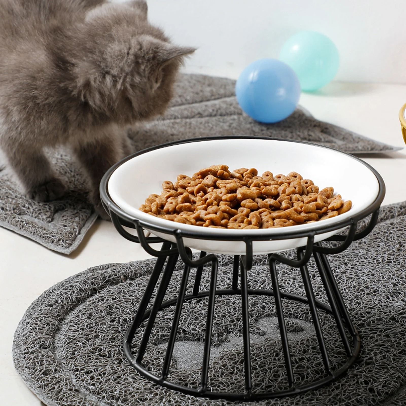 Ceramic Cat Food Bowl With Optional Raised Iron Stand