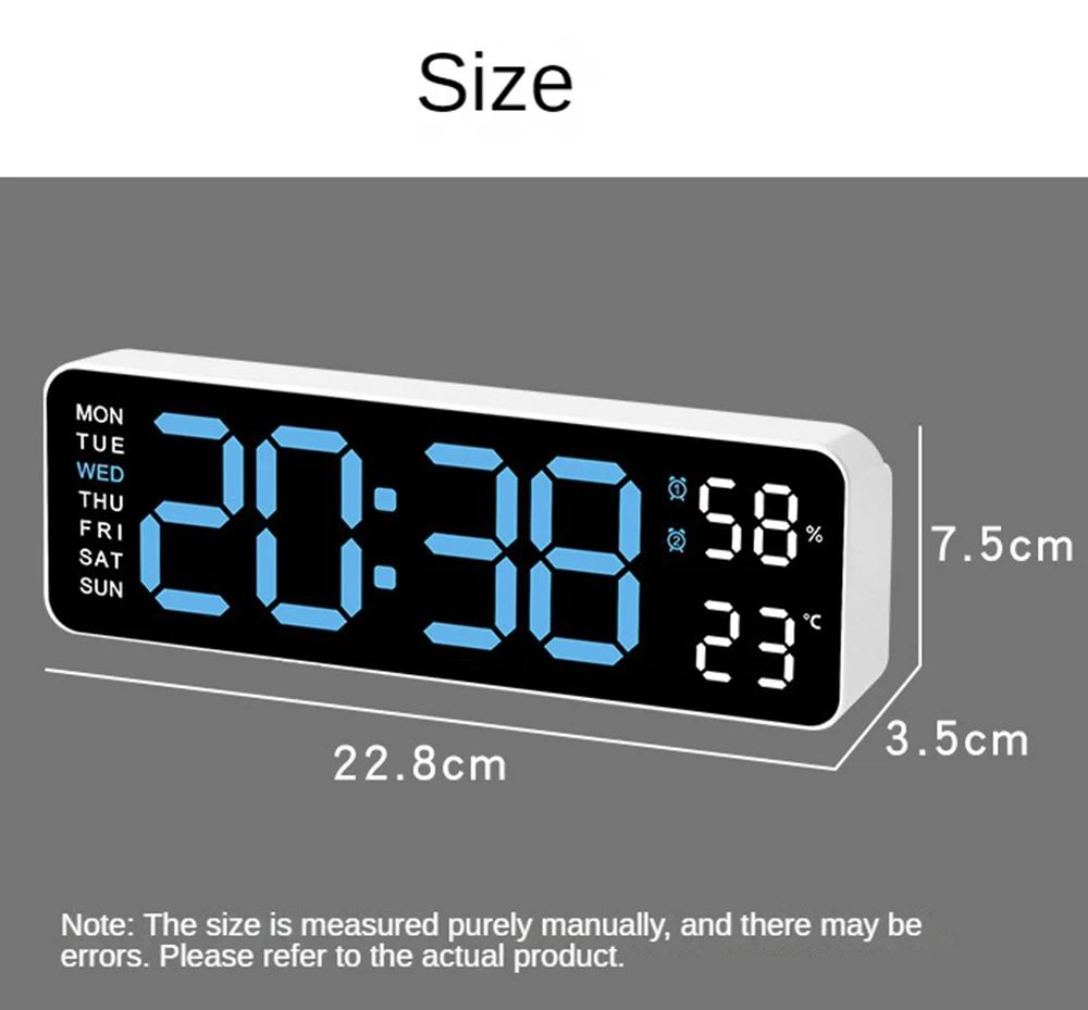 9-Inch Large Digital Wall Clock with Temperature, Humidity & Auto-Dimming Alarm Display