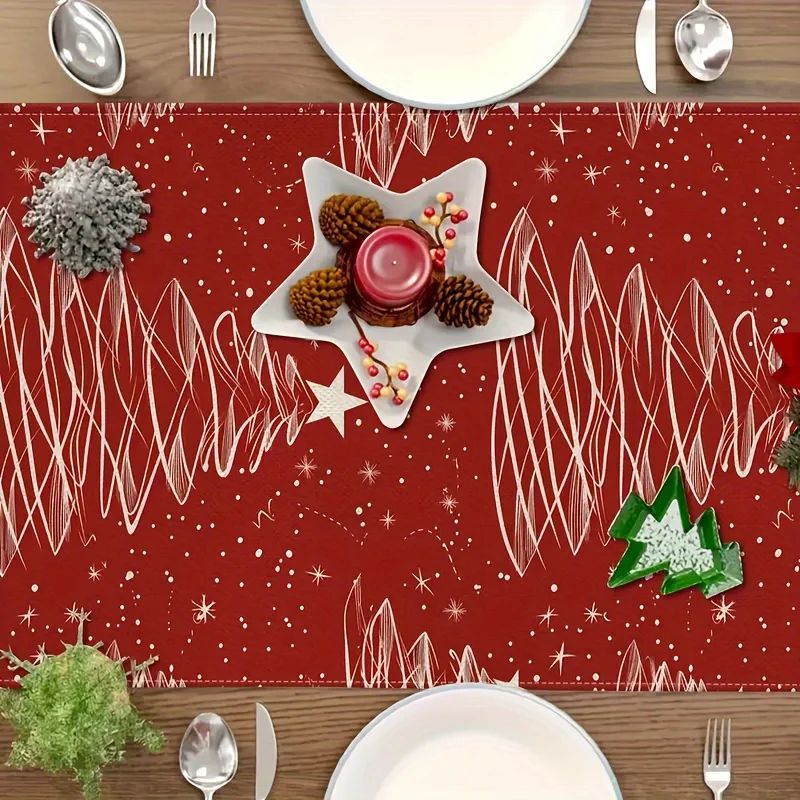 Christmas Tree Red Table Runner
