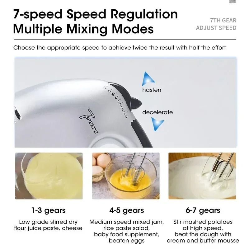 Handheld 7 Speed Electric Dough and Cream Mixer