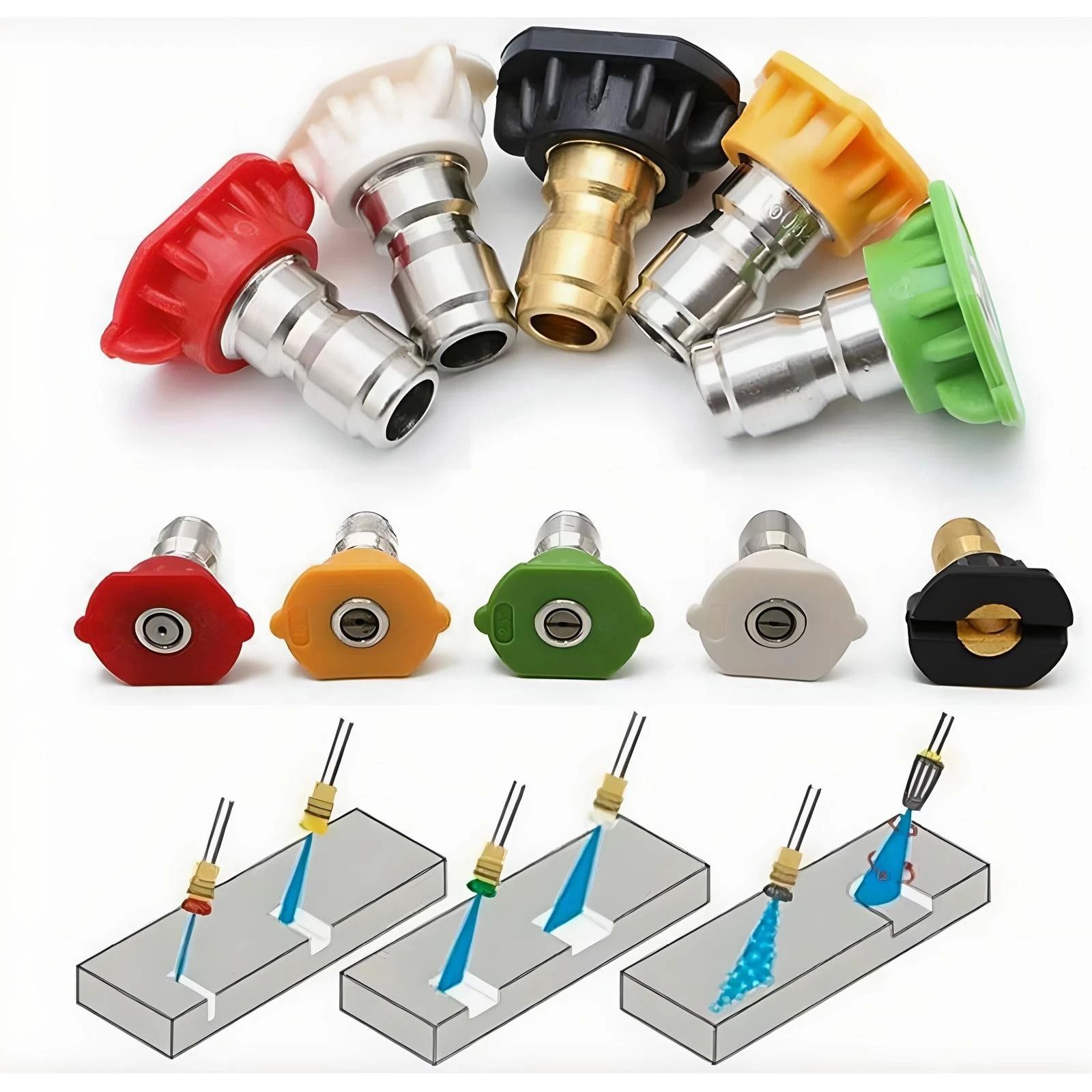 Pressure Washer Spray Nozzle Set Quick Connect High Power Tips Premium Power Wash Attachments