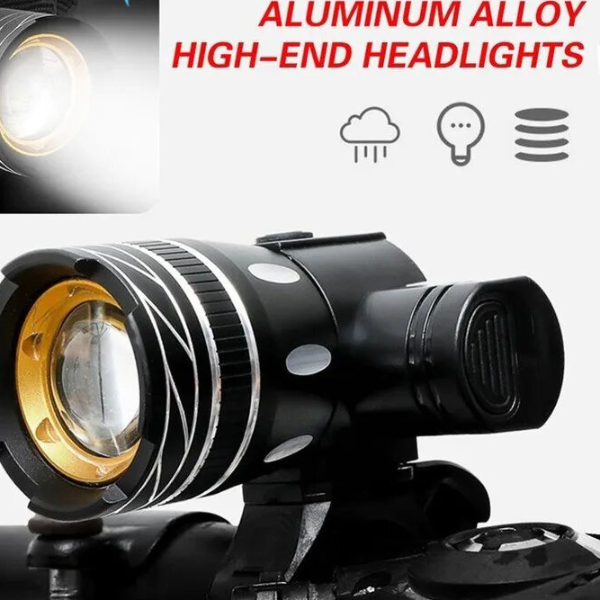 LED Bicycle Front Light USB Rechargeable Waterproof Cycling Flashlight with Adjustable Zoom for MTB, Road Bikes & More