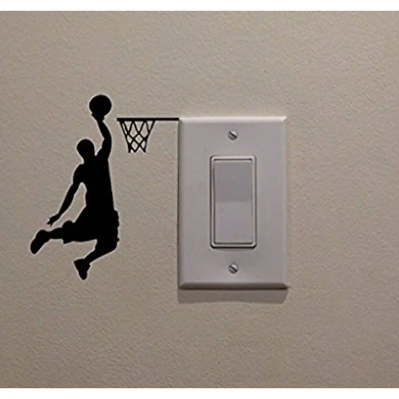 Cartoon Basketball Player Dunk Wall Sticker, Removable PVC Vinyl Living Room Wall Decor Decals for Home Decorative