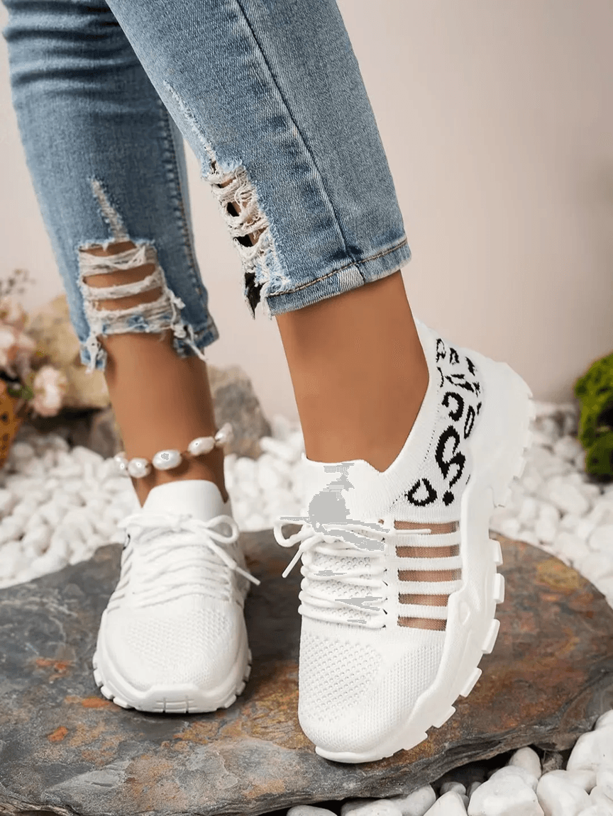 Leopard Print Womens Sneakers Lightweight Breathable Casual Shoes