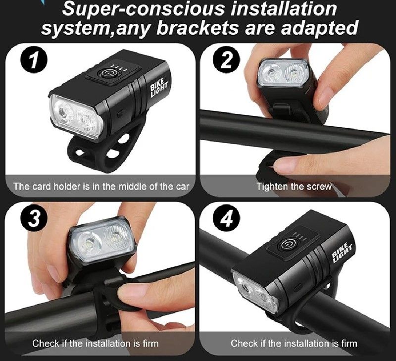 USB Rechargeable Bicycle Front Light with Adjustable LED Brightness