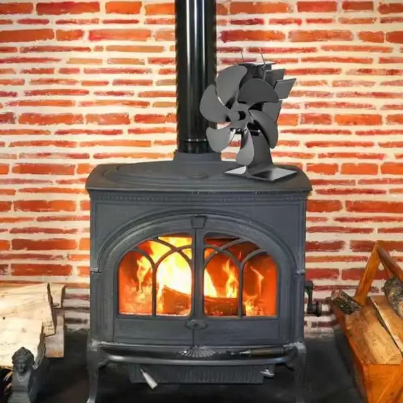 6 Blade Heat Powered Stove Fan Silent Thermodynamic Fireplace Air Circulator