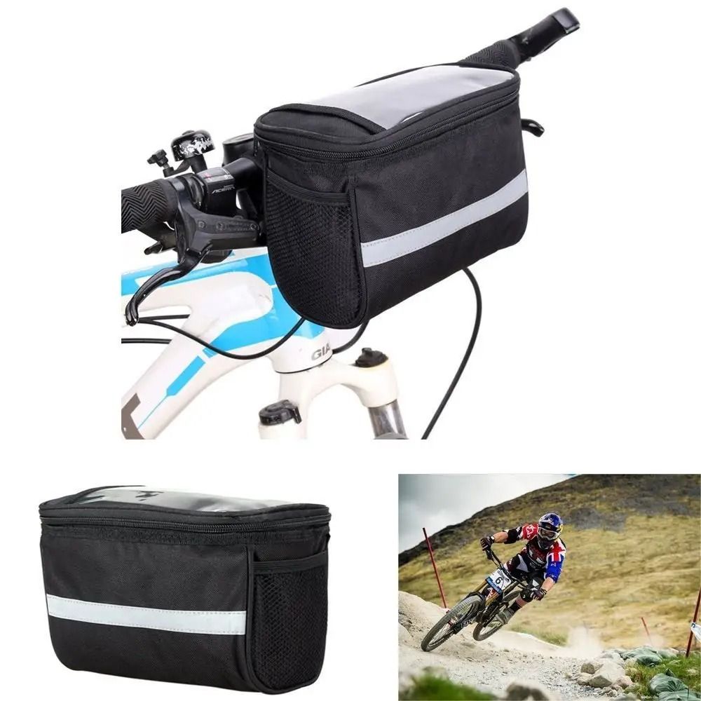 Reflective Handlebar Storage Bag | High-Fidelity 1.5L Front Tube Pannier & Professional Gear Basket