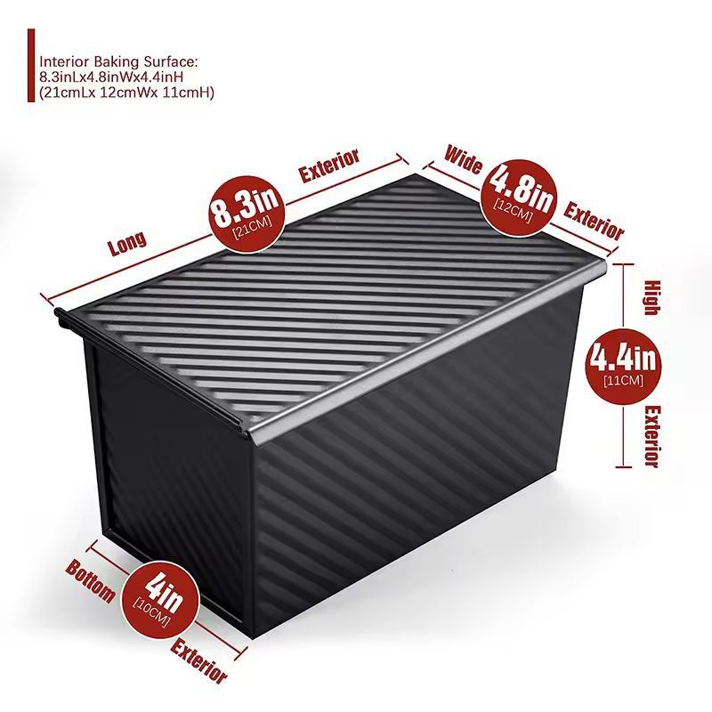 LMETJMA Premium Carbon Steel Pullman Loaf Pan – 1 lb Non-Stick Bread & Toast Mold with Lid