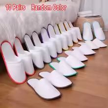 10-Pair Velvet Disposable Hotel Slippers – Comfortable Cotton Guest & Travel Slides