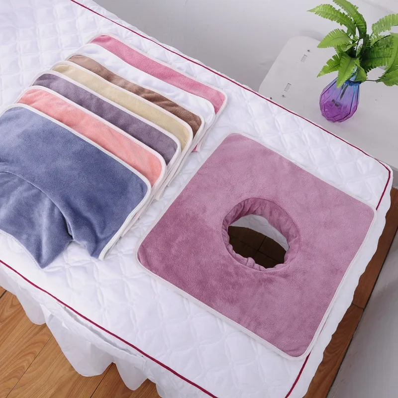 SPA Massage Bedspread Towel Velvet Thickened Beauty Table Planking Face Towel with Face Breath Hole