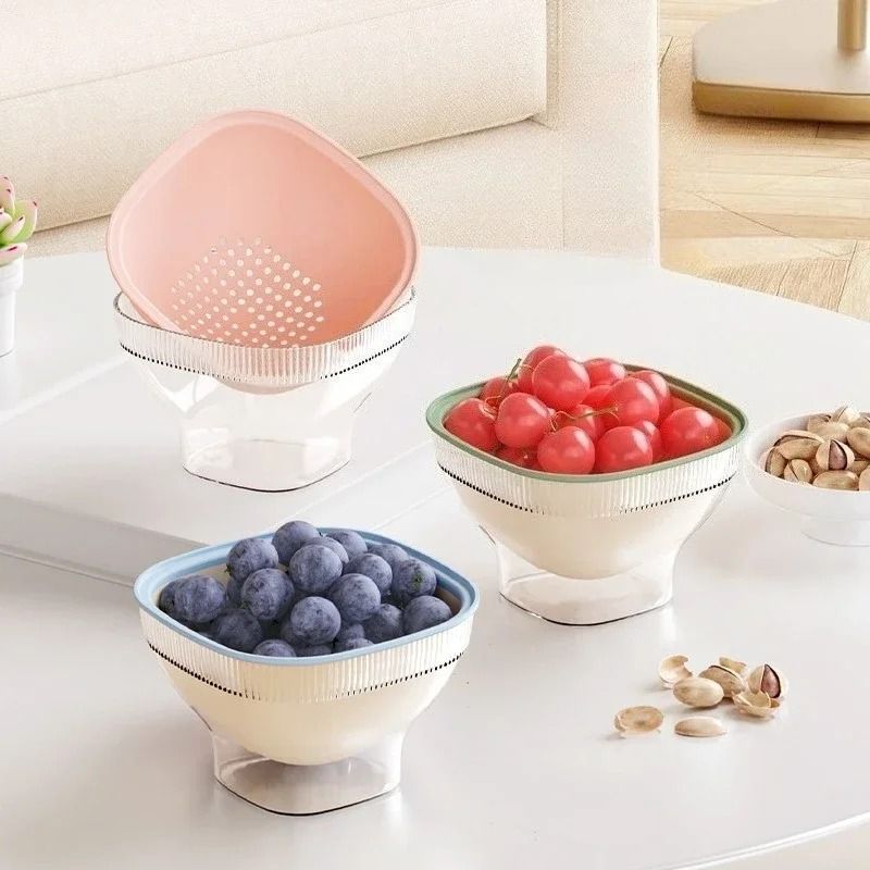Double-Layer Kitchen Drain Basket and High-Performance Dustproof Fruit Vegetable Storage System