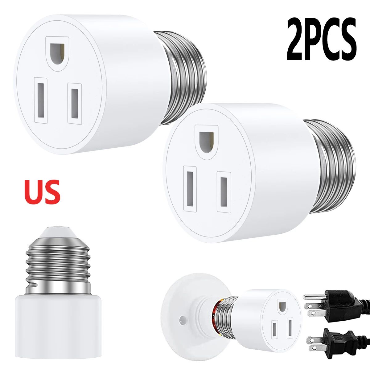 PowerConvert Light Socket Adapter Plug for E26 E27 Bulbs