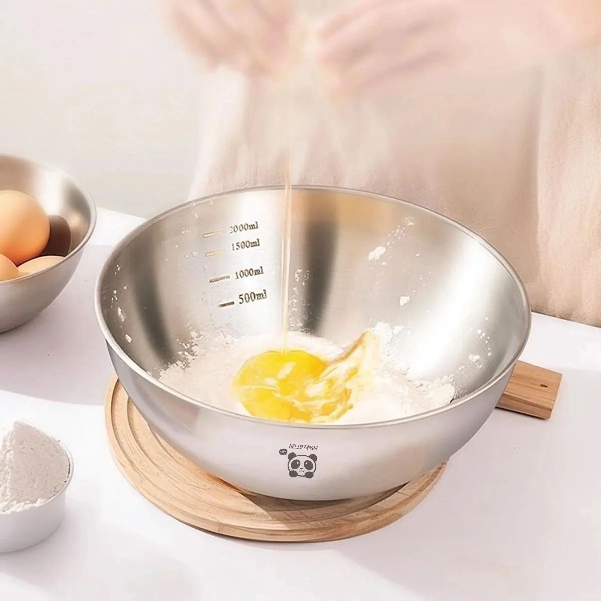 Stainless Steel Mixing Bowl with Scale Large Capacity Kneading Dough Bowl