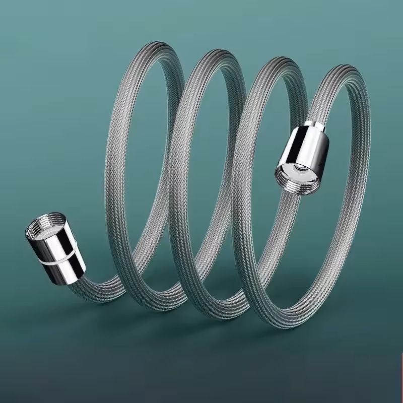 Universal Nylon Shower Hose 1.5 m / 2 m (Black / Silver) Flexible Bathtub & Handheld Shower Extension