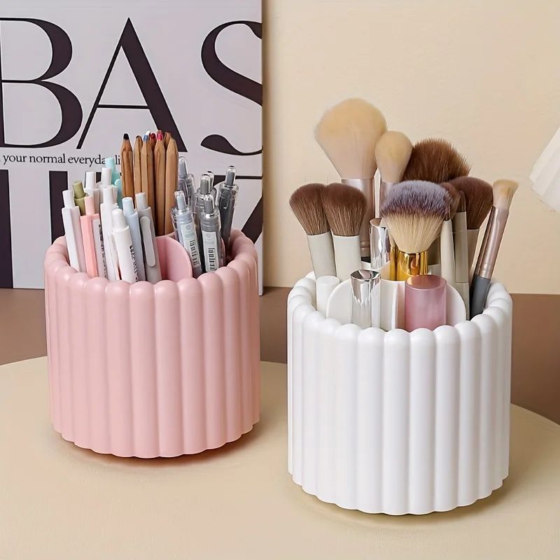 360 Rotating Desk Organizer Pen Holder Multi Functional Space Saving Storage