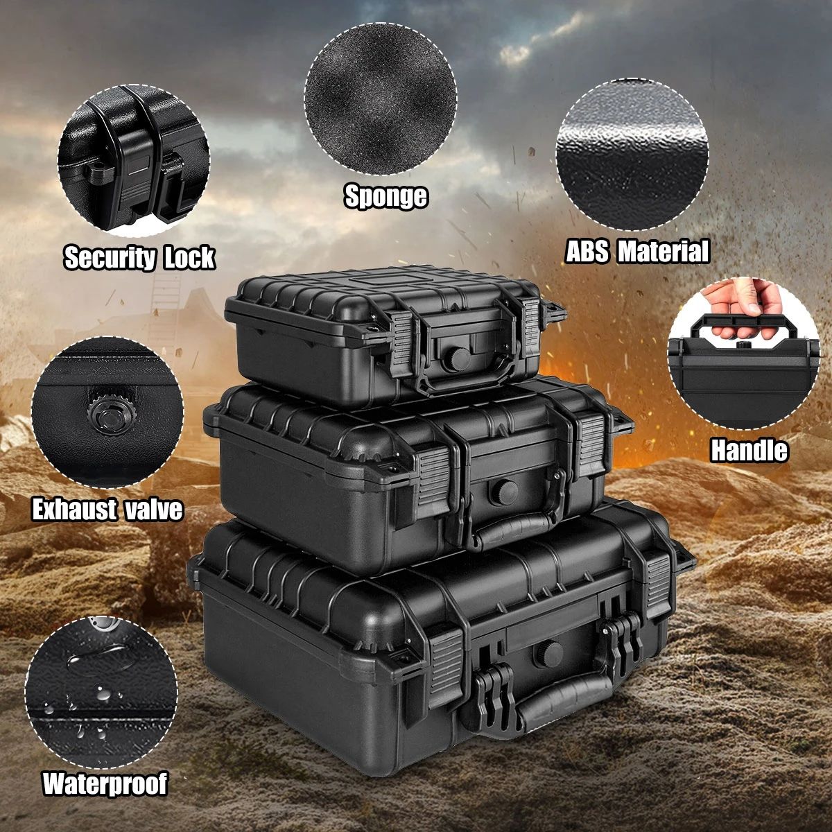 Waterproof Hard Shell Protective Carry Case with Customizable Foam Insert – Shockproof Lockable Tool