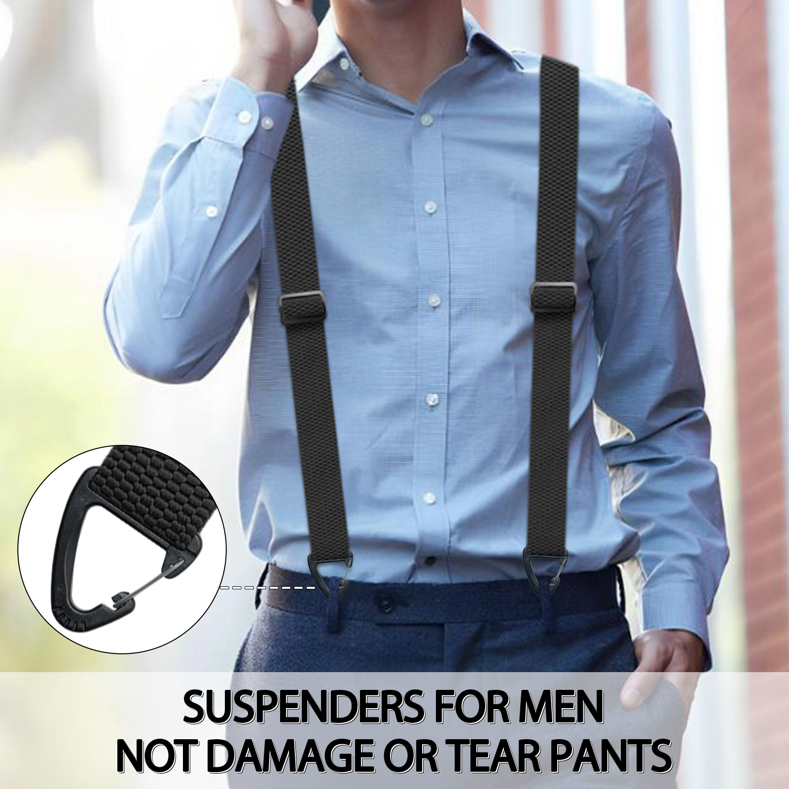 Hidden Suspenders for Men Under Shirt Y Back Snap Loop Support