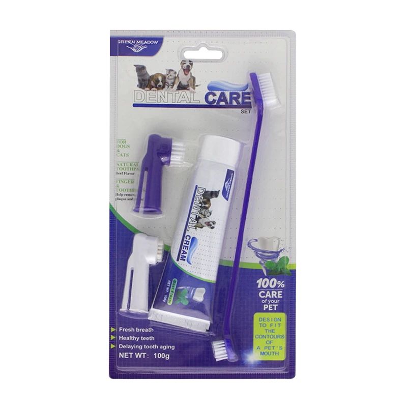 Dog Dental Care Kit Toothpaste Toothbrush And Finger Brush Set