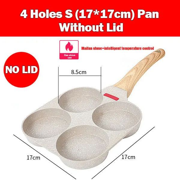 4-Cup Nonstick Omelet Egg Frying Pan with Lid – Thickened Breakfast Pancake Skillet