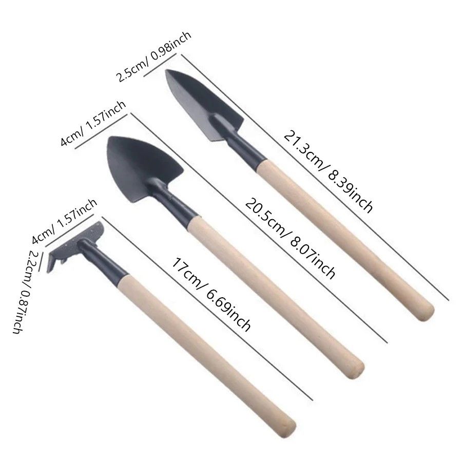 Premium Wood-Handle Heavy-Duty Hand Shovel & Garden Trowel Set – 3-Piece Planting & Transplanting Kit