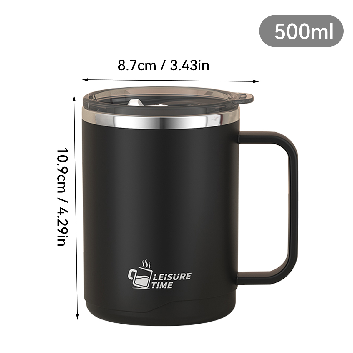 Double Wall Stainless Steel Travel Mug with Handle Leakproof Large Capacity Insulated Coffee Mug