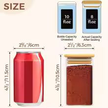 Glass Spice Jars with Bamboo Lids and Airtight Seal for Seasoning and Kitchen Storage