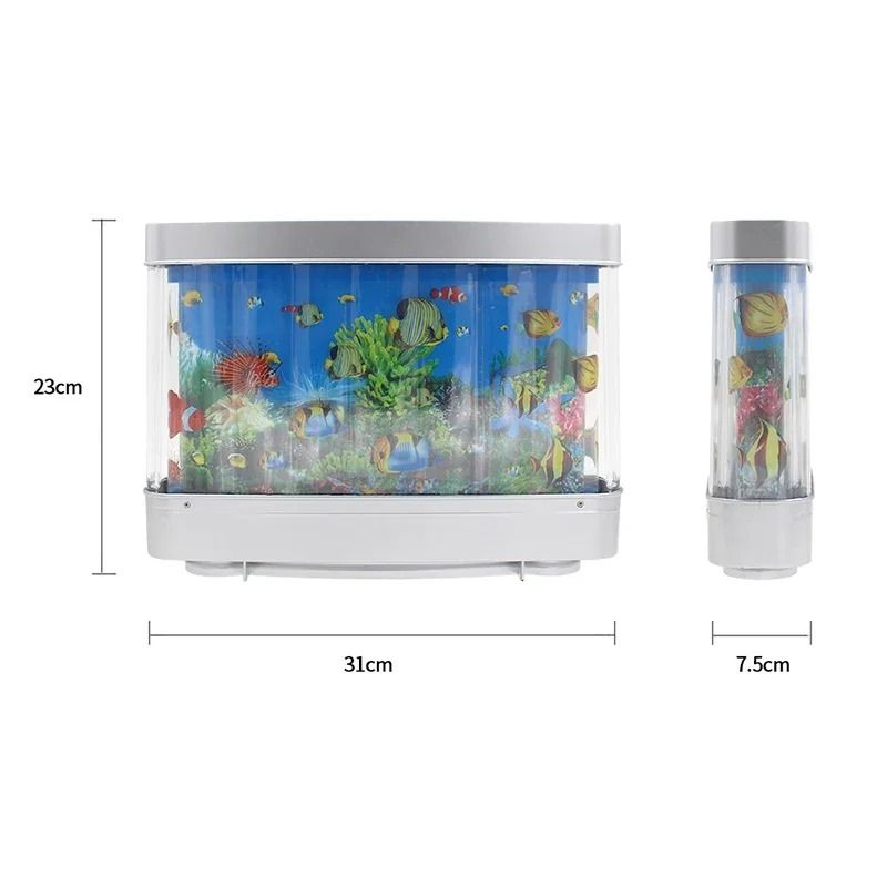 Tropical Fish Tank Lamp Virtual Ocean Motion Night Light