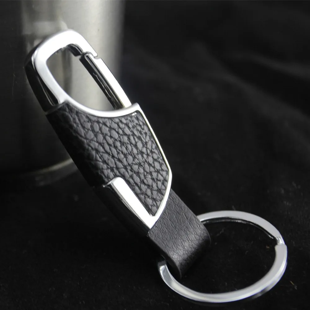 Trendy Leather & Metal Keychain, Fashionable Key Ring for Men & Women, Creative Car Keychain