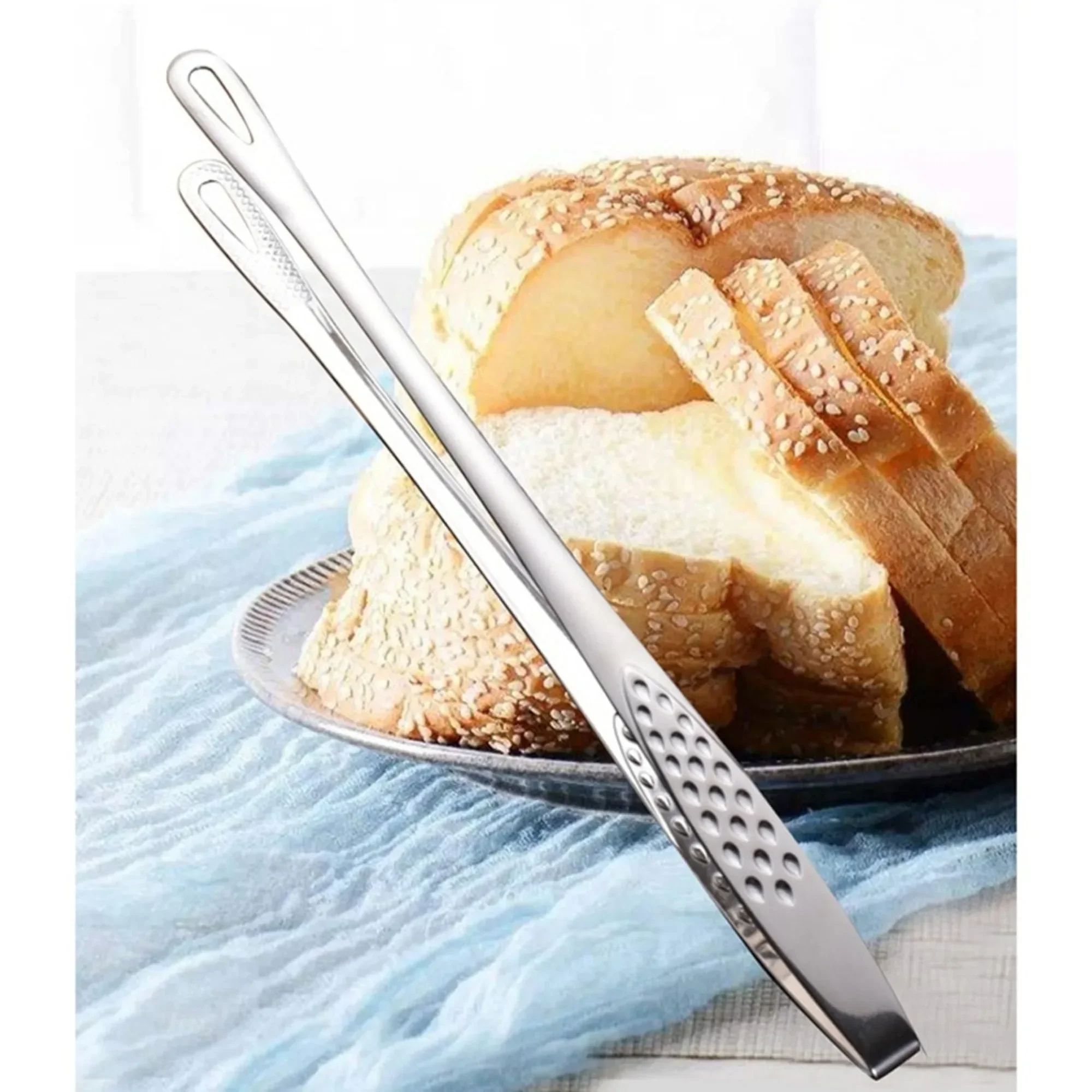 Stainless Steel Food Tongs, Non Slip BBQ Tongs for Grilling, Cooking, and Serving , Durable Kitchen Cooking Tools