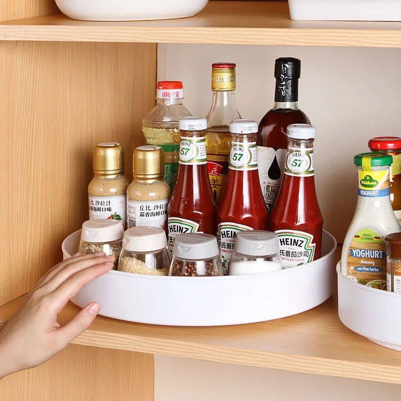 Rotating Storage Tray Organizer Lazy Susan Turntable Kitchen Cabinet Organizer
