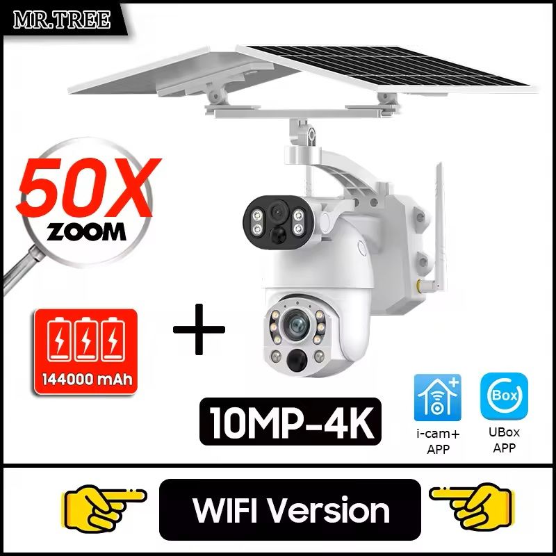 4K Dual Screen Solar PTZ Security Camera with 50X Zoom and Motion Tracking