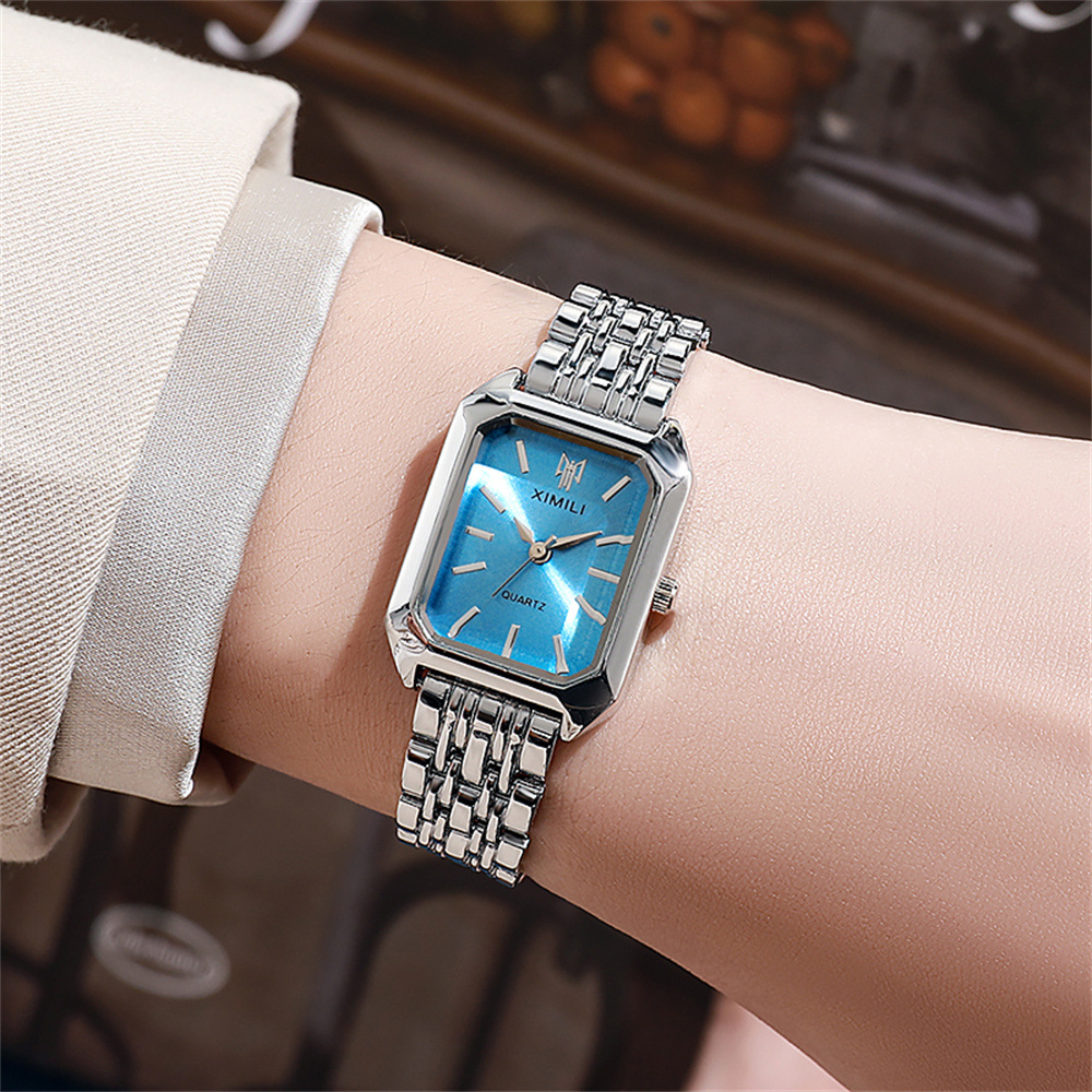 Luxury Ladies Quartz Wristwatches, Women's Fashion Square Watches, Gold Alloy Strap Female Roman Scale Clock