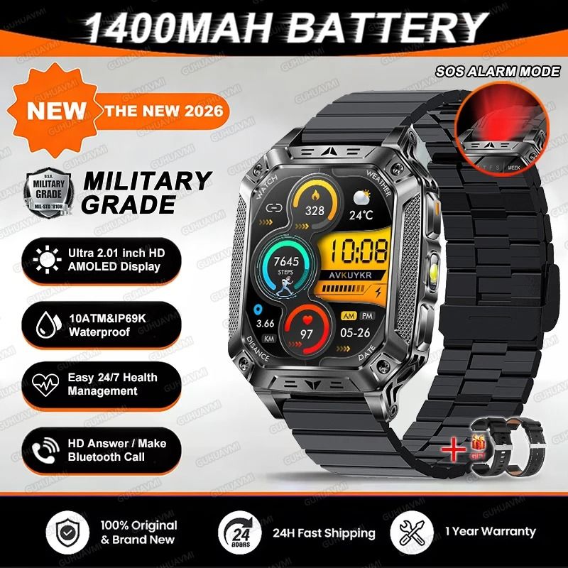 TANK Elite Military GPS Smartwatch | 1400mAh Battery & 2.01