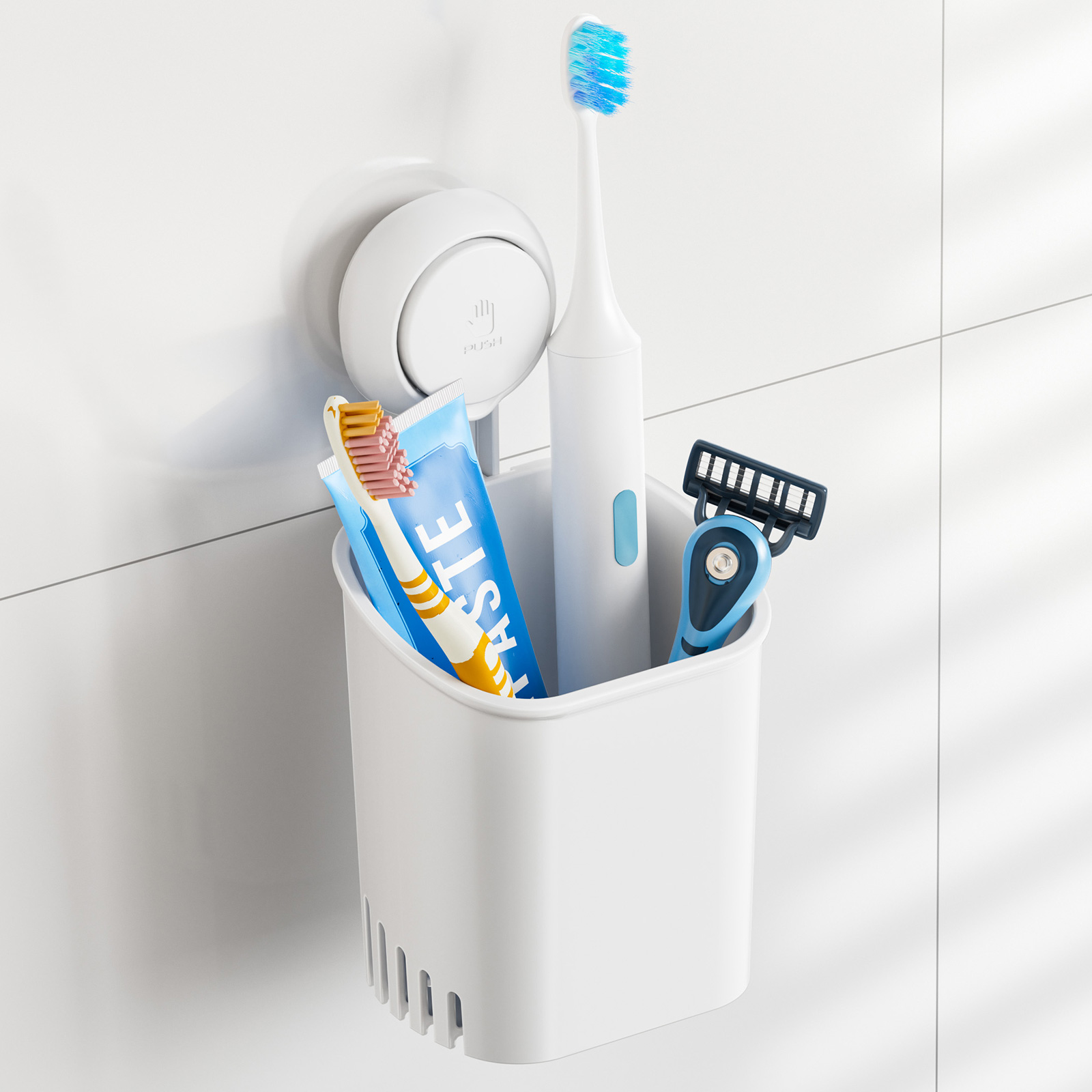 Suction Cup Toothbrush Holder – Removable Razor Organizer for Shower and Bathroom