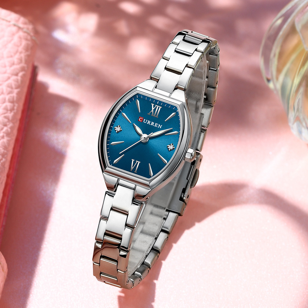 Women's Elastic Band Retro Quartz Watch, Fashionable Barrel-Shaped Elegant Design