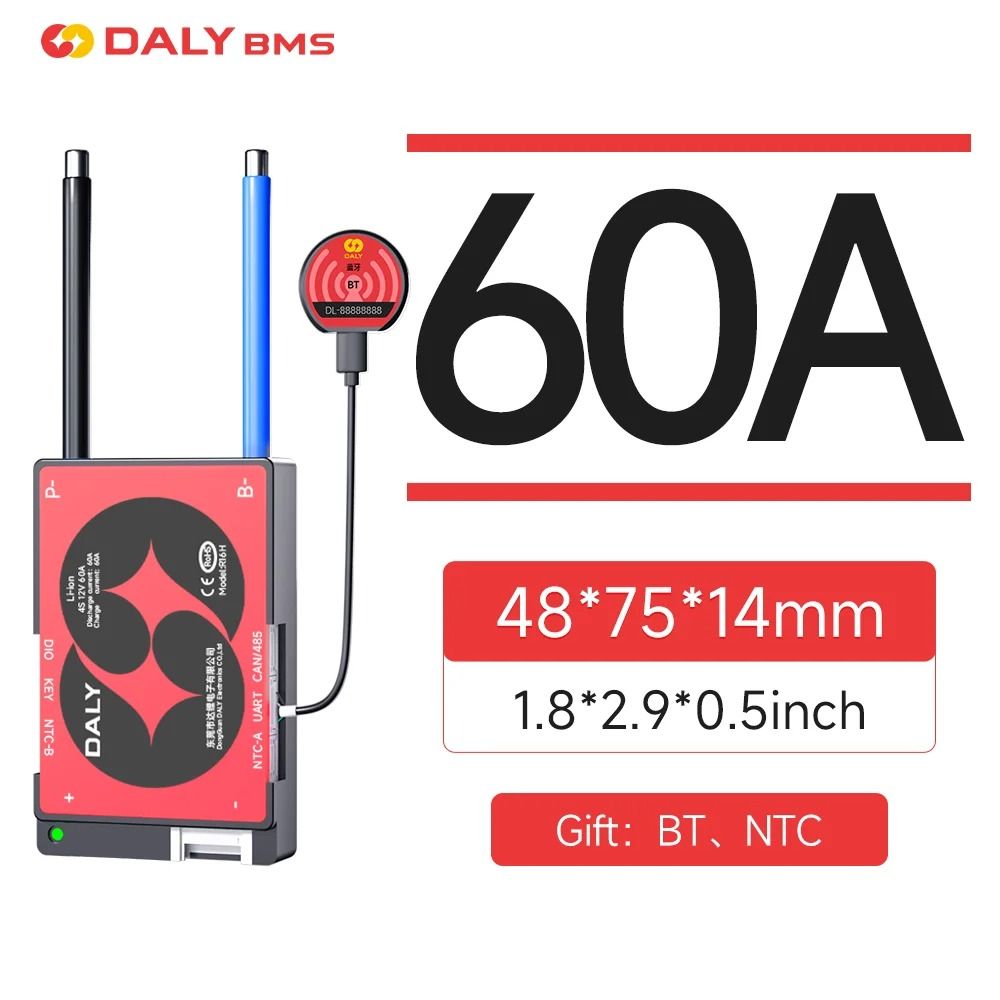Daly Smart Lifepo4 BMS 4S 8S 16S 24S 12V 24V 48V 72V Li ion Battery Management System
