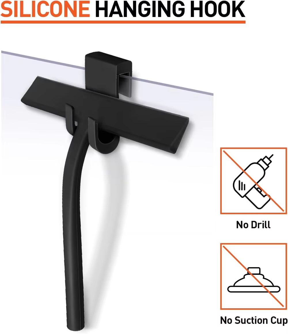 Matte Black Shower Squeegee - Silicone Streak-Free Glass and Window Cleaner